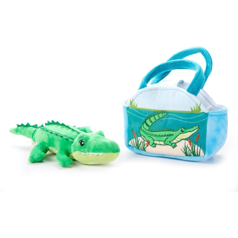 image:imageThe Petting Zoo Alligator Stuffed Animal Plushie and Purse Set Gifts for Kids Wildlife Animal Toy Green Alligator Plush Toy and Purse Pet Carrier
