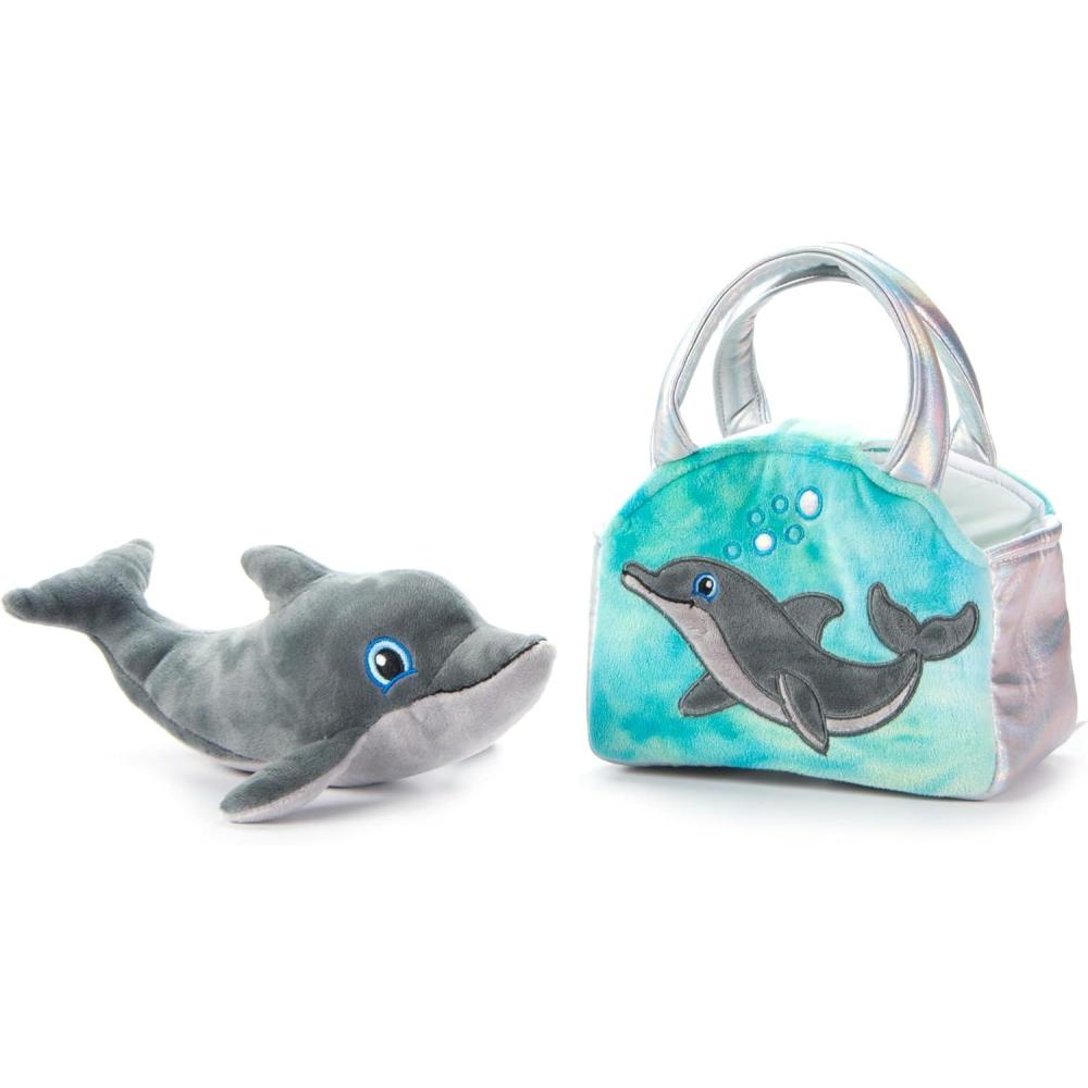 image:imageThe Petting Zoo Bottlenose Dolphin Stuffed Animal Plushie and Purse Set Gifts for Kids Sealife Animal Toy Gray Bottlenose Dolphin Plush Toy and Purse Pet Carrier