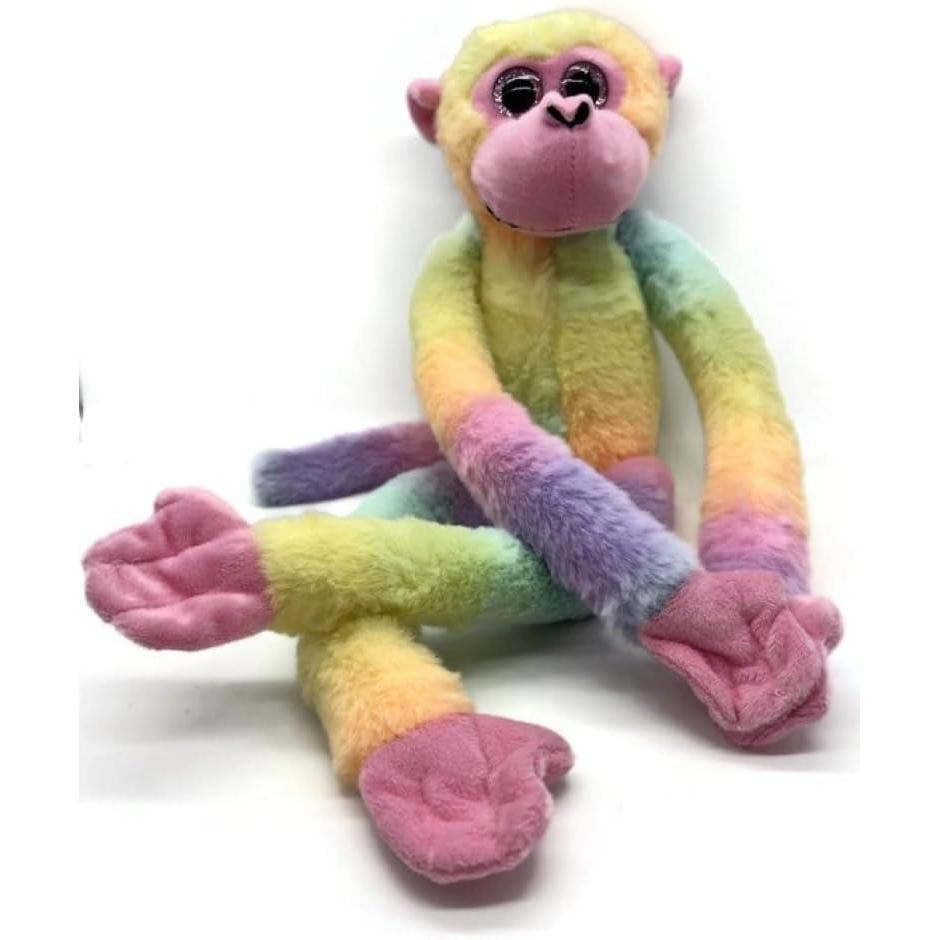 image:imageThe Petting Zoo Colorful Hanging Monkey Stuffed Animal Ombrez Monkey Plush Toy 20 PurplePink