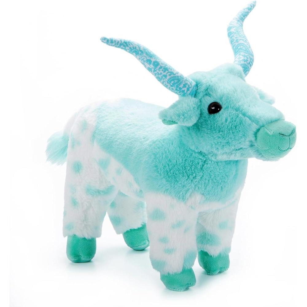 image:imageThe Petting Zoo Longhorn Stuffed Animal Plushie Gifts for Kids Wild Onez Wildlife Animals Turquoise Longhorn Plush Toy 12 inches