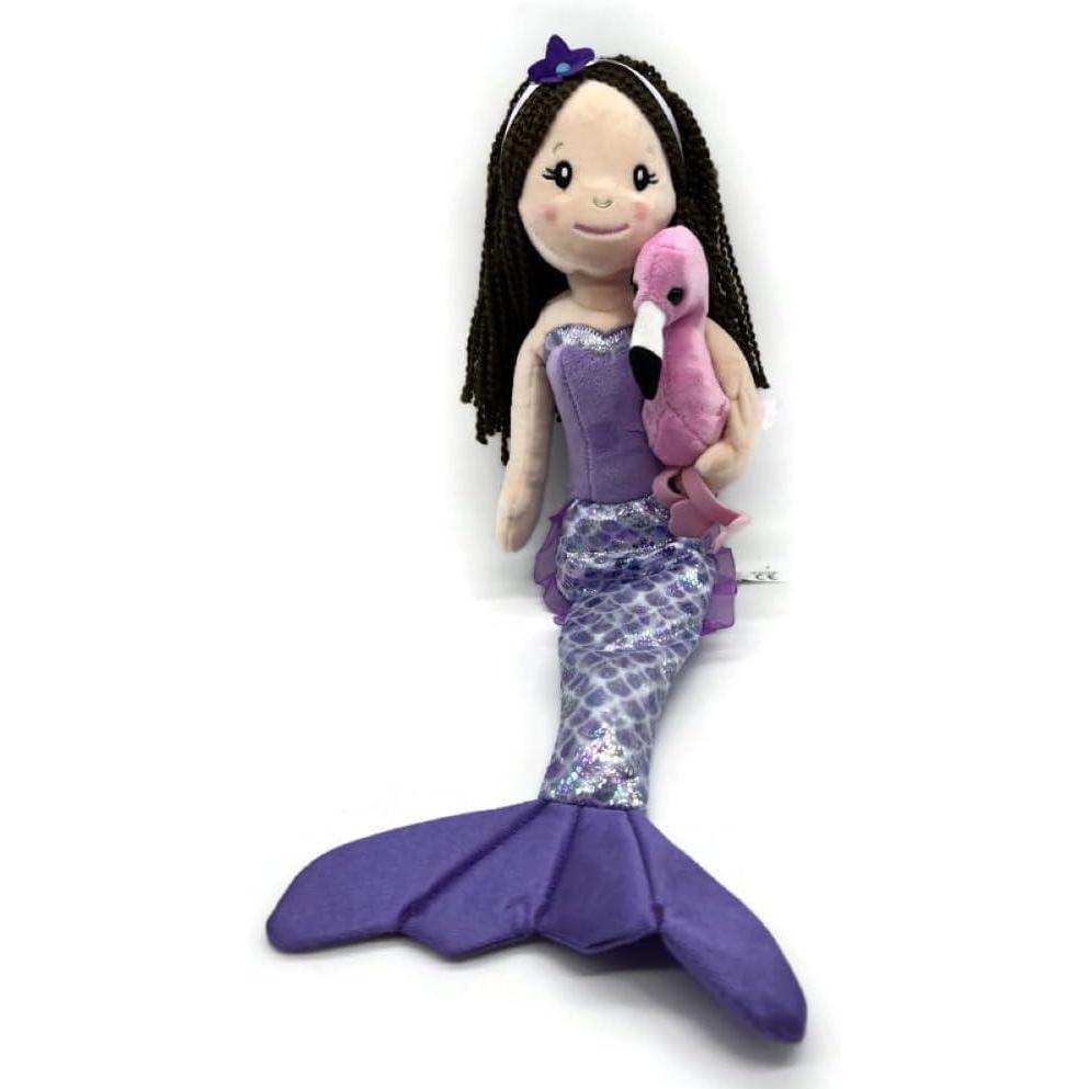 image:imageThe Petting Zoo Mermaid Doll with Flamingo Stuffed Animal Great Gifts for Girls Mermaid Plush Doll with Flamingo Plush Toy 17 inch BrunetteBrunette