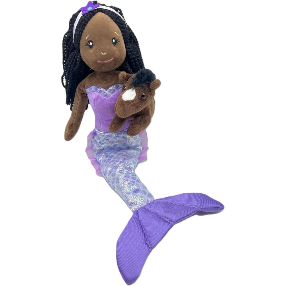 image:imageThe Petting Zoo Mermaid Doll with Horse Stuffed Animal Gifts for Girls Plush Mermaid Doll with Horse Plush Toy 17 inch BlondeAfrican American
