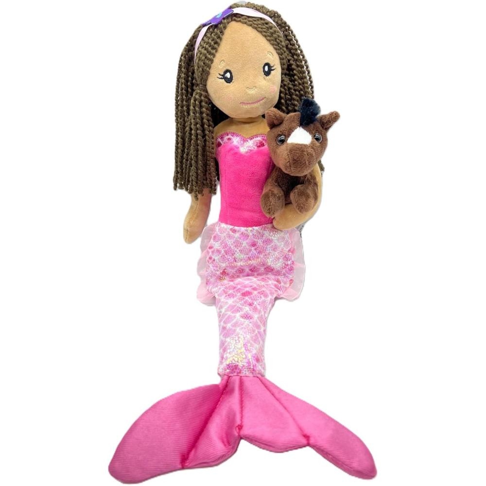 image:imageThe Petting Zoo Mermaid Doll with Horse Stuffed Animal Gifts for Girls Plush Mermaid Doll with Horse Plush Toy 17 inch BlondeEthnic