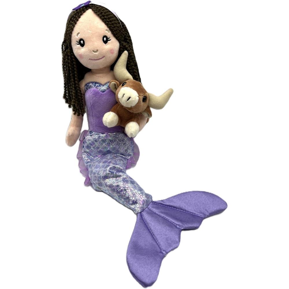 image:imageThe Petting Zoo Mermaid Doll with Longhorn Cow Stuffed Animal Gifts for Girls Plush Mermaid Doll with Long Horn Plush Toy 17 inch BrunetteBrunetter