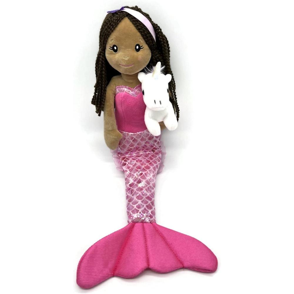 image:imageThe Petting Zoo Mermaid Doll with Small Unicorn Stuffed Animal Great Gifts for Girls 17 in Dark Skin