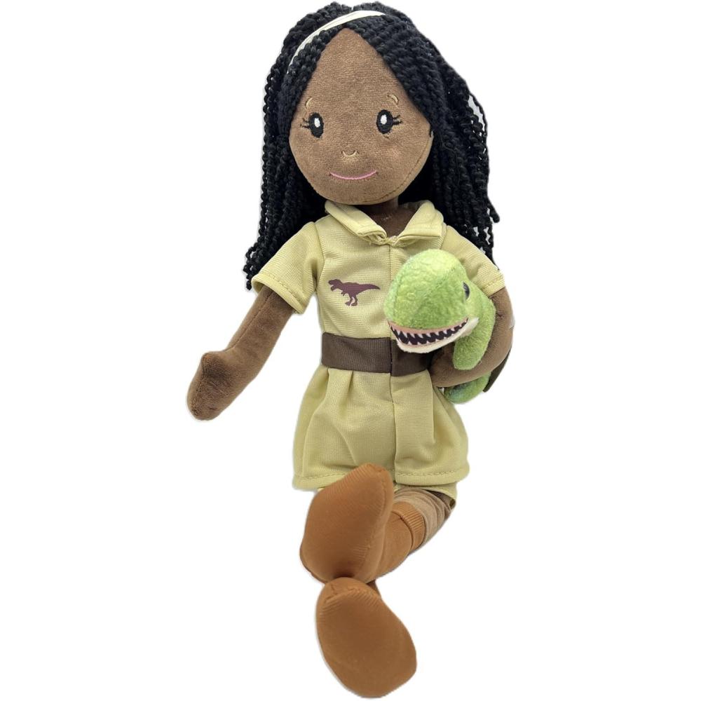 image:imageThe Petting Zoo Paleontologist Plush Doll with TRex Stuffed Animal Gifts for Girls Soft Doll with Dinosaur Plush Toy 16 inch African American