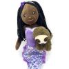 The Petting Zoo Mermaid Doll with Sloth Plush Toy, Gifts for Girls, Plush Mermaid Doll with Sloth Stuffed Animal, 17 inch African American