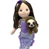 The Petting Zoo, Mermaid Doll with Sloth Stuffed Animal, Gift for Girls, Plush Mermaid Doll with Sloth Plush Toy, 17 inch (Brunette)