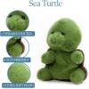 The Petting Zoo Sea Turtle Stuffed Animal Plushie, Gifts for Kids, Nuggetz Sealife Animals, Green Tortoise Plush Toy 6 Inches