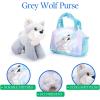 The Petting Zoo Wolf Stuffed Animal Plushie and Purse Set, Gifts for Kids, Wildlife Animal Toy, Grey Wolf Plush Toy and Purse Pet Carrier