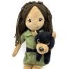 The Petting Zoo, Zookeeper Doll and Black Bear Stuffed Animal Friend, Gifts for Kids, Plush Doll with Black Bear Plush Toy, 16 inch (Dark Skinned)