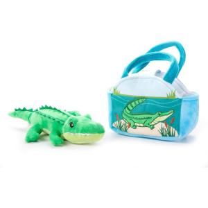The Petting Zoo Alligator Stuffed Animal Plushie and Purse Set, Gifts for Kids, Wildlife Animal Toy, Green Alligator Plush Toy and Purse Pet Carrier