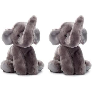 The Petting Zoo Asian Elephant Stuffed Animal Plushie, Gifts for Kids, Wild Onez Wildlife Animals, Elephant Plush Toy 9 Inches(9 in (Pack of 2))