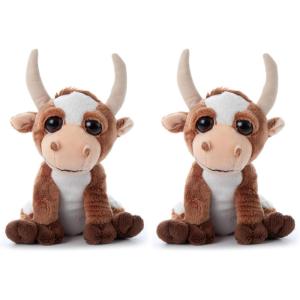 The Petting Zoo Longhorn Stuffed Animal, Gifts for Kids, Bright Eye Zoo Animals, Longhorn Plush Toy 7 inches(7 inches (Pack of 2))