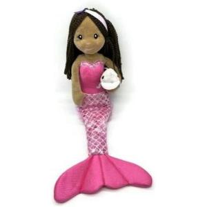 The Petting Zoo Mermaid Doll with Dolphin Stuffed Animal- Great Gifts for Girls, Mermaid Plush Doll with Dolphin Plush Toy, 17 inch (Dark Skin)