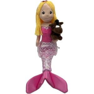 The Petting Zoo, Mermaid Doll with Horse Stuffed Animal, Gifts for Girls, Plush Mermaid Doll with Horse Plush Toy, 17 inch, Blonde(Blonde)