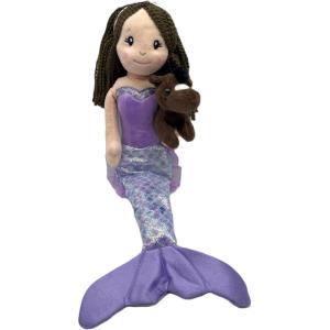 The Petting Zoo, Mermaid Doll with Horse Stuffed Animal, Gifts for Girls Plush Mermaid Doll with Horse Plush Toy, 17 inch, Red Hair, 3143x2HRS(Brunetter)