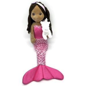 The Petting Zoo Mermaid Doll with Small Unicorn Stuffed Animal- Great Gifts for Girls, 17 in (Dark Skin)