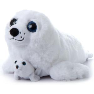 The Petting Zoo Mom and Baby Harp Seal Stuffed Animal, Gifts for Kids, Pocketz Ocean Animals, Harp Seal Plush Toy 14 inches