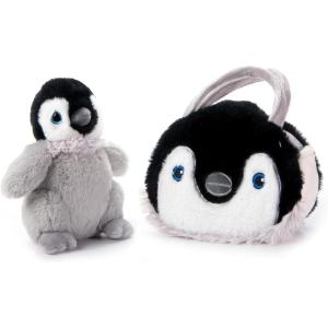 The Petting Zoo Penguin Chick Stuffed Animal Plushie and Purse Set, Gifts for Kids, Sealife Animal Toy, Gray Penguin Chick Plush Toy and Purse Pet Carrier