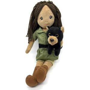 The Petting Zoo, Zookeeper Doll and Black Bear Stuffed Animal Friend, Gifts for Kids, Plush Doll with Black Bear Plush Toy, 16 inch (Dark Skinned)