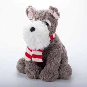 The Petting Zoo Dog Plush Toy, Gifts for Kids, Holiday Fuzzlez Schnauzer Puppy Plush Toy, 10″ (White)(Tan)