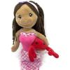 The Petting Zoo Mermaid Doll with Lobster Stuffed Animal- Great Gifts for Girls, Mermaid Plush Doll with Lobster Plush Toy, 17 inch (Dark Skin)(Purple)