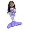 The Petting Zoo Mermaid Doll with Manatee Stuffed Animal- Great Gifts for Girls, Mermaid Plush Doll with Manatee Plush Toy, 17 inch (African American)