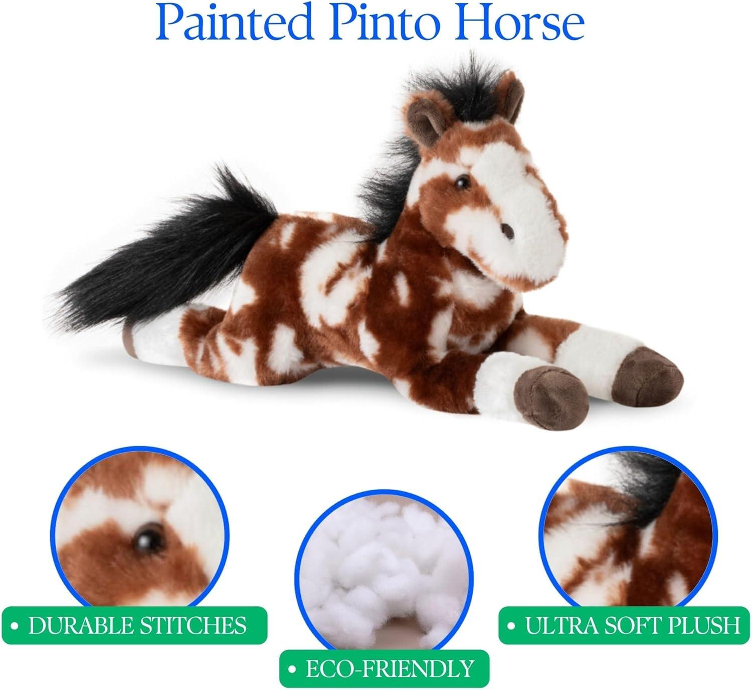 image:imageThe Petting Zoo Floppy Painted Pinto Horse Stuffed Animal Plushie Gifts for Kids Wild Onez Barnyard Animals Pinto Horse Plush Toy 16 inches