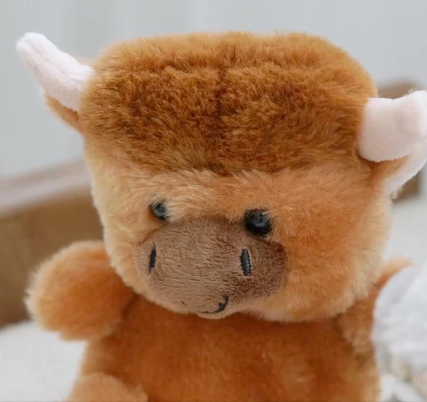 image:imageThe Petting Zoo Highland Cow Stuffed Animal Plushie Gifts for Kids Nuggetz Farmyard Animals Brown Highland Cow Plush Toy 6 inches