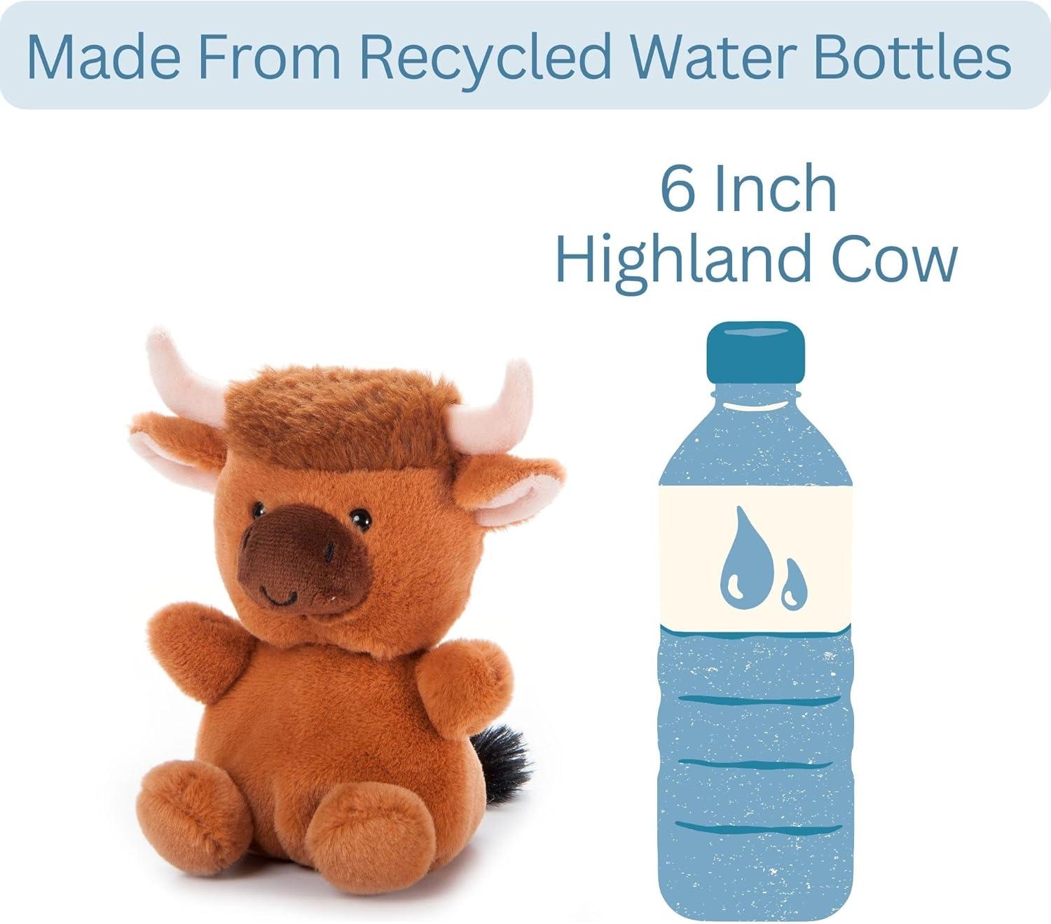 image:imageThe Petting Zoo Highland Cow Stuffed Animal Plushie Gifts for Kids Nuggetz Farmyard Animals Brown Highland Cow Plush Toy 6 inches