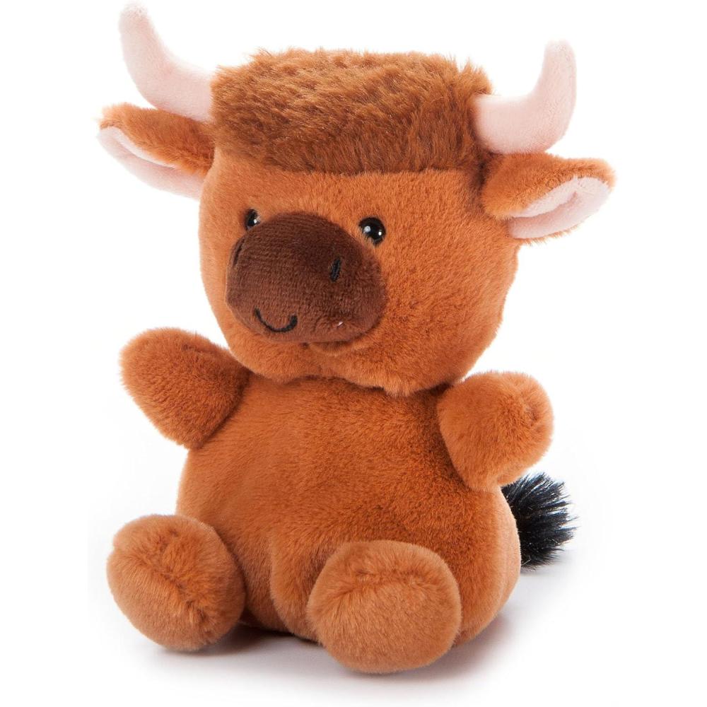 image:imageThe Petting Zoo Highland Cow Stuffed Animal Plushie Gifts for Kids Nuggetz Farmyard Animals Brown Highland Cow Plush Toy 6 inches