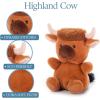 The Petting Zoo Highland Cow Stuffed Animal Plushie, Gifts for Kids, Nuggetz Farmyard Animals, Brown Highland Cow Plush Toy, 6 inches