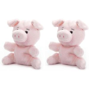 The Petting Zoo Pig Stuffed Animal Plushie, Gifts for Kids, Nuggetz Wildlife Animals, Pink Pig Plush Toy, 6 inches (Pack of 2)(Small (Pack of 2))
