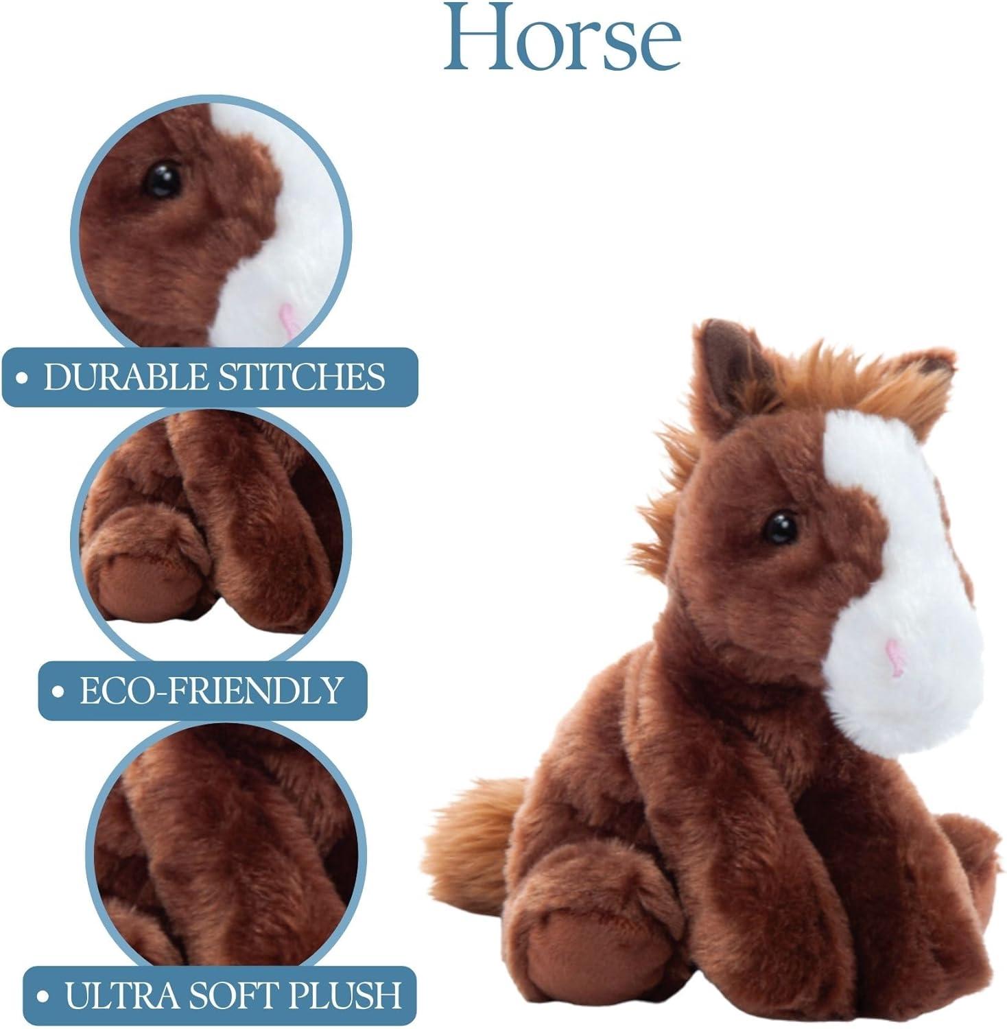 image:imageThe Petting Zoo Floppy Horse Stuffed Animal Plushie Gifts for Kids Wild Onez Wildlife Animals Horse Plush Toy 8 inches Pack of 28 in Pack of 2