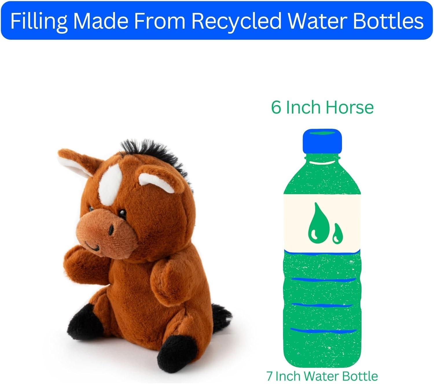 image:imageThe Petting Zoo Horse Stuffed Animal Plushie Gifts for Kids Nuggetz Wildlife Animals Brown Horse Plush Toy 6 inches Pack of 2Small Pack of 2