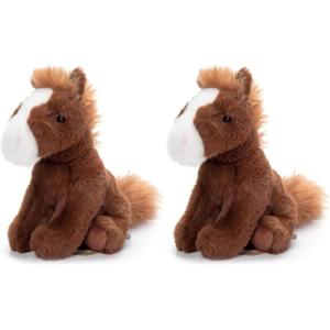 The Petting Zoo Horse Stuffed Animal Plushie, Gifts for Kids, Wild Onez Babiez Wildlife Animals, Brown Horse Plush Toy 6 inches (Pack of 2)(6 inches (Pack of 2))