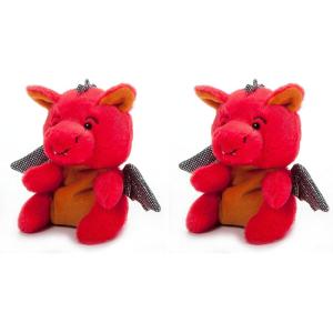 The Petting Zoo Red Dragon Stuffed Animal Plushie, Gifts for Kids, Nuggetz Dragon Animals, Dragon Plush Toy 6 Inches (Pack of 2)(Small (Pack of 2))