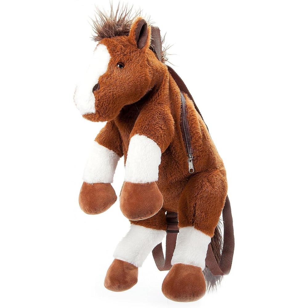 image:imageThe Petting Zoo Horse Stuffed Animal Plushie Backpack Gifts for Kids Wildlife Animal Toy Brown Horse Plush Toy Book Bag 20 inches