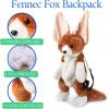 The Petting Zoo Fennec Fox Stuffed Animal Plushie Backpack, Gifts for Kids, Wildlife Animal Toy, Brown Fennec Fox Plush Toy Book Bag, 20 inches