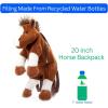 The Petting Zoo Horse Stuffed Animal Plushie Backpack, Gifts for Kids, Wildlife Animal Toy, Brown Horse Plush Toy Book Bag, 20 inches