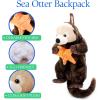 The Petting Zoo Sea Otter Stuffed Animal Plushie Backpack, Gifts for Kids, Sealife Animal Toy, Brown Sea Otter Plush Toy Book Bag, 20 inches