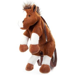 The Petting Zoo Horse Stuffed Animal Plushie Backpack, Gifts for Kids, Wildlife Animal Toy, Brown Horse Plush Toy Book Bag, 20 inches