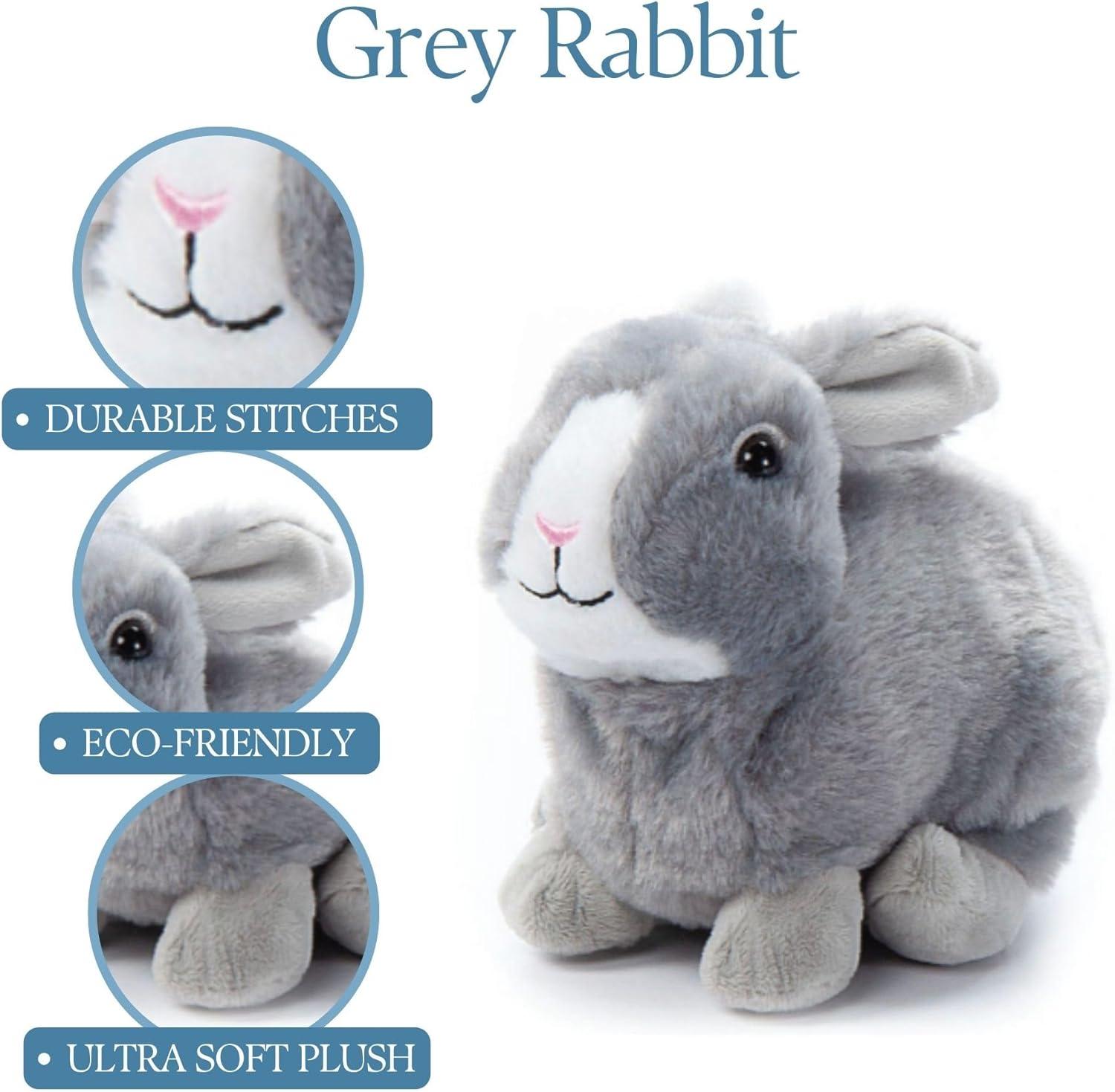 image:imageThe Petting Zoo Grey Rabbit Stuffed Animal Plushie Gifts for Kids Wild Onez Wildlife Animals Bunny Plush Toy 9 inches