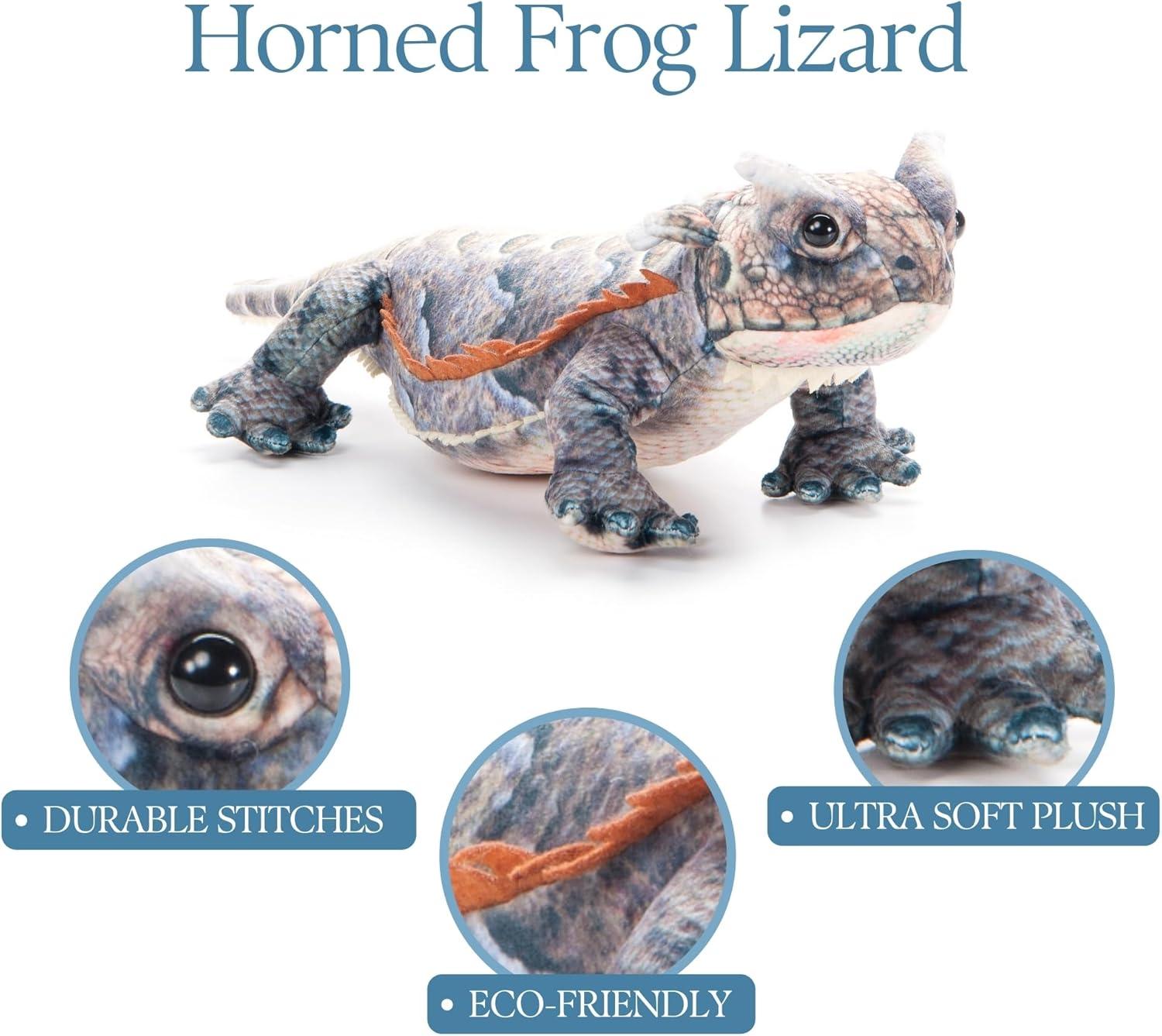 image:imageThe Petting Zoo Horned Frog Lizard Stuffed Animal Plushie Gifts for Kids Wild Onez Reptile Animals Lizard Plush Toy 14 Inches