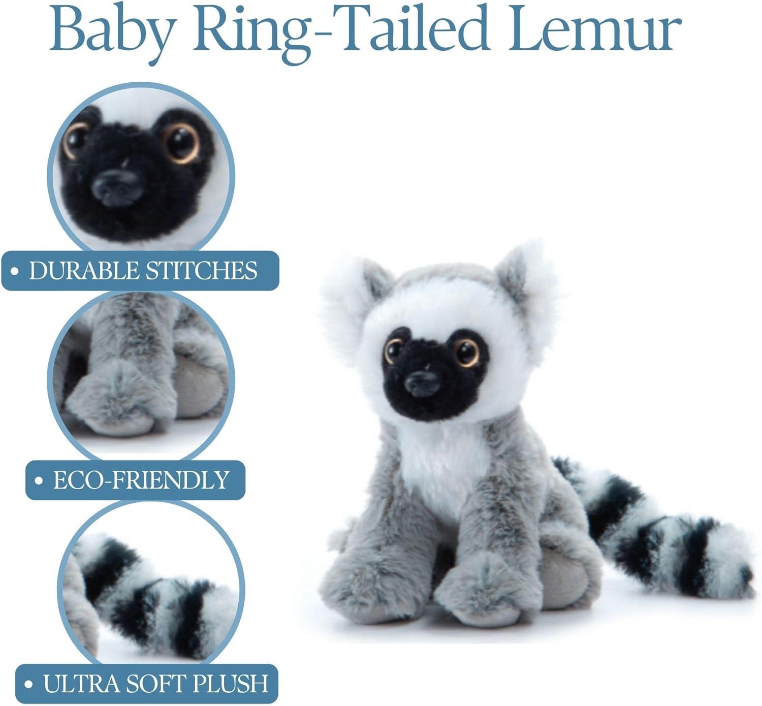 image:imageThe Petting Zoo RingTailed Lemur Stuffed Animal Plushie Gifts for Kids Wild Onez Babiez Zoo Animals Lemur Plush Toy 6 inches Pack of 26 in Pack of 2