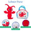 The Petting Zoo Lobster Stuffed Animal Plushie and Purse Set, Gifts for Kids, Sealife Animal Toy, Red Lobster Plush Toy and Purse Pet Carrier
