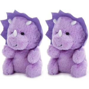 The Petting Zoo Triceratops Dinosaur Stuffed Animal Plushie, Nuggetz Animals, Purple Triceratops Dinosaur Plush Toy 6 inches (Pack of 2)(Small (Pack of 2))