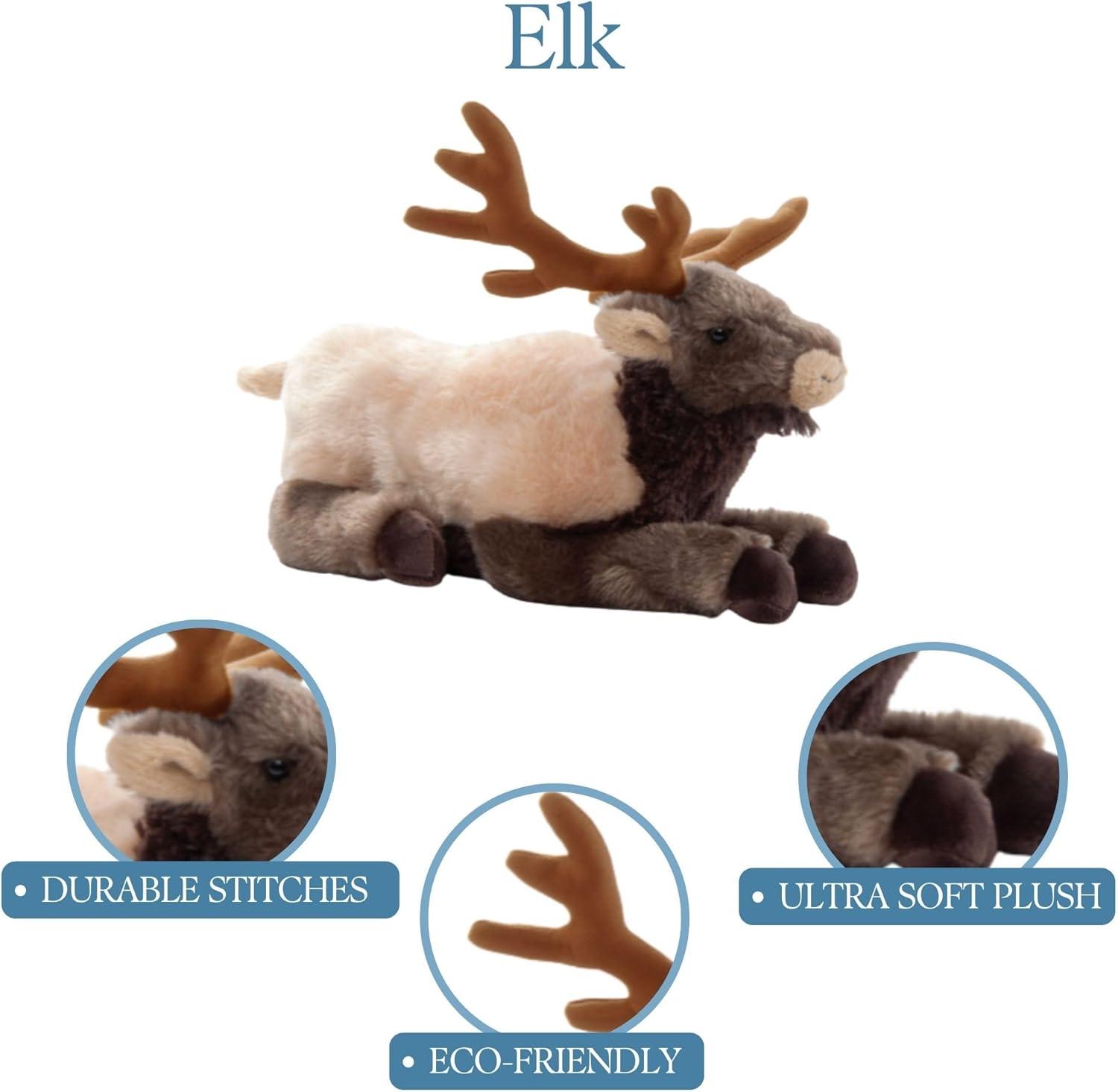 image:imageThe Petting Zoo Elk Stuffed Animal Gifts for Kids Wild Onez Zoo Animals Elk Plush Toy 12 inches