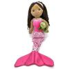 The Petting Zoo Mermaid Doll with Alligator Stuffed Animal- Great Gifts for Girls, Mermaid Plush Doll with Alligator Plush Toy, 17 inch (Red Hair)(Dark Skin)